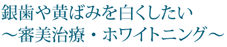銀歯や黄ばみを白くしたい～審美治療・ホワイトニング～